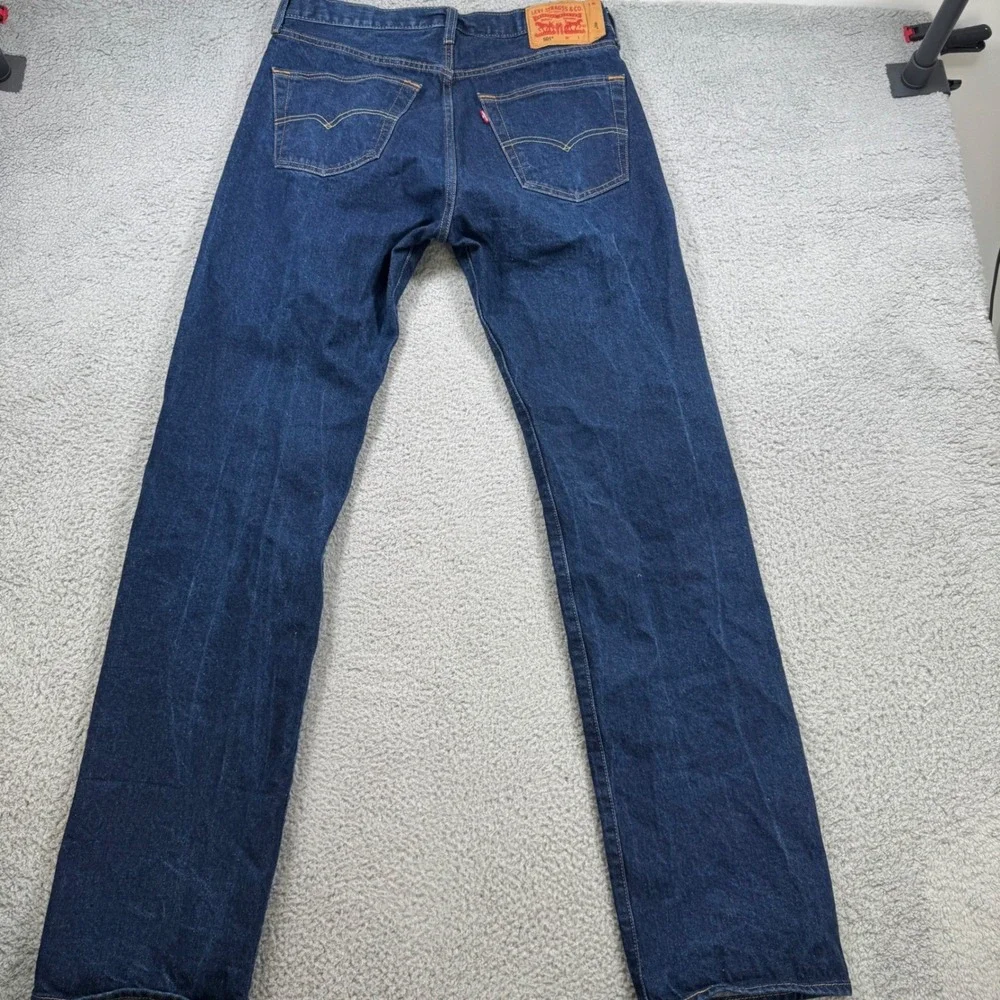 Levis 501 Original Mens Dark Wash Straight Leg Button Fly‎ Jeans W34 L34